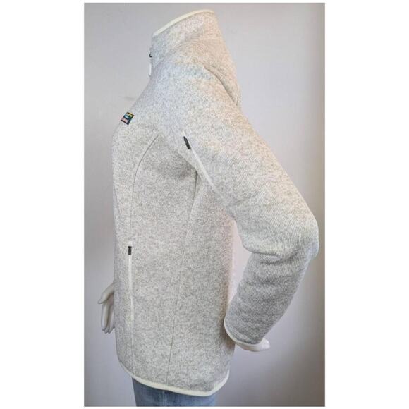 L.L. Bean Womens Sweater Jacket Medium Beige Fleece Lined Full Zip Cabincore - Picture 8 of 11